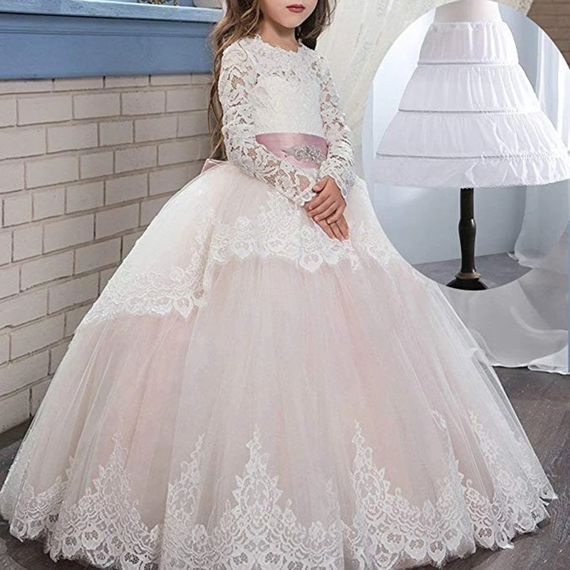 Белая воздушная юбка принцессы для девочек средней длины Тюлевое платье на