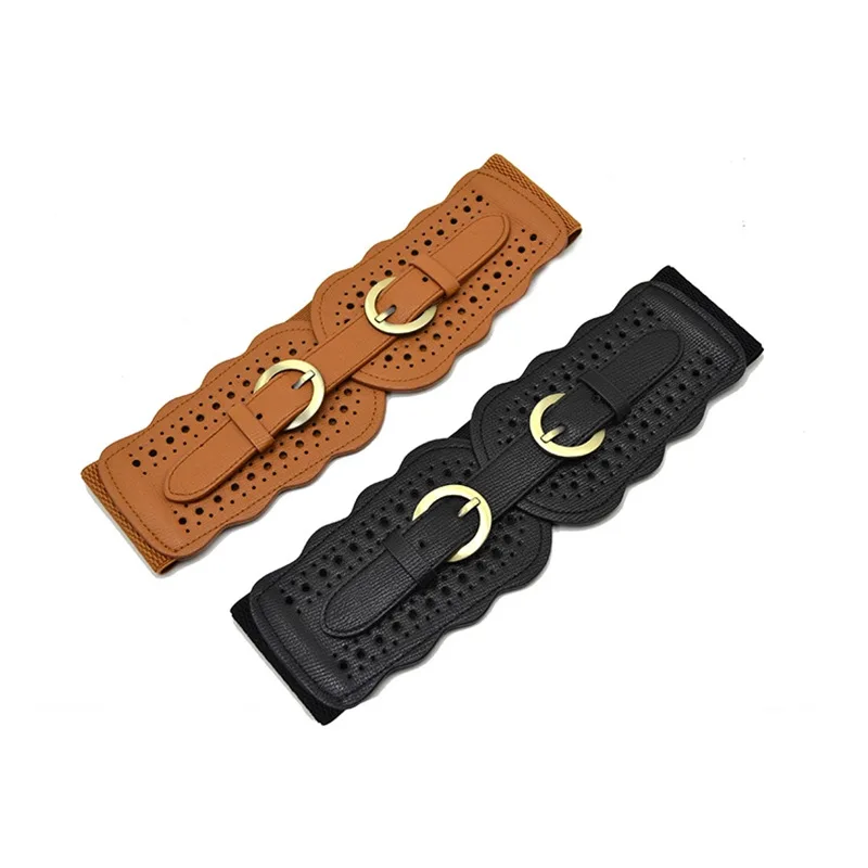 Широкий женский пояс с застежкой эластичный из искусственной кожи для женщин широкий металлические