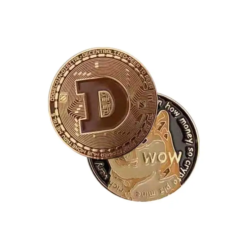 

Dogecoin Commemorative Coin Zinc Alloy Medallion Gold-plated Silver Metal Badge Virtual Coin Digital Currency Holiday Gifts 2021
