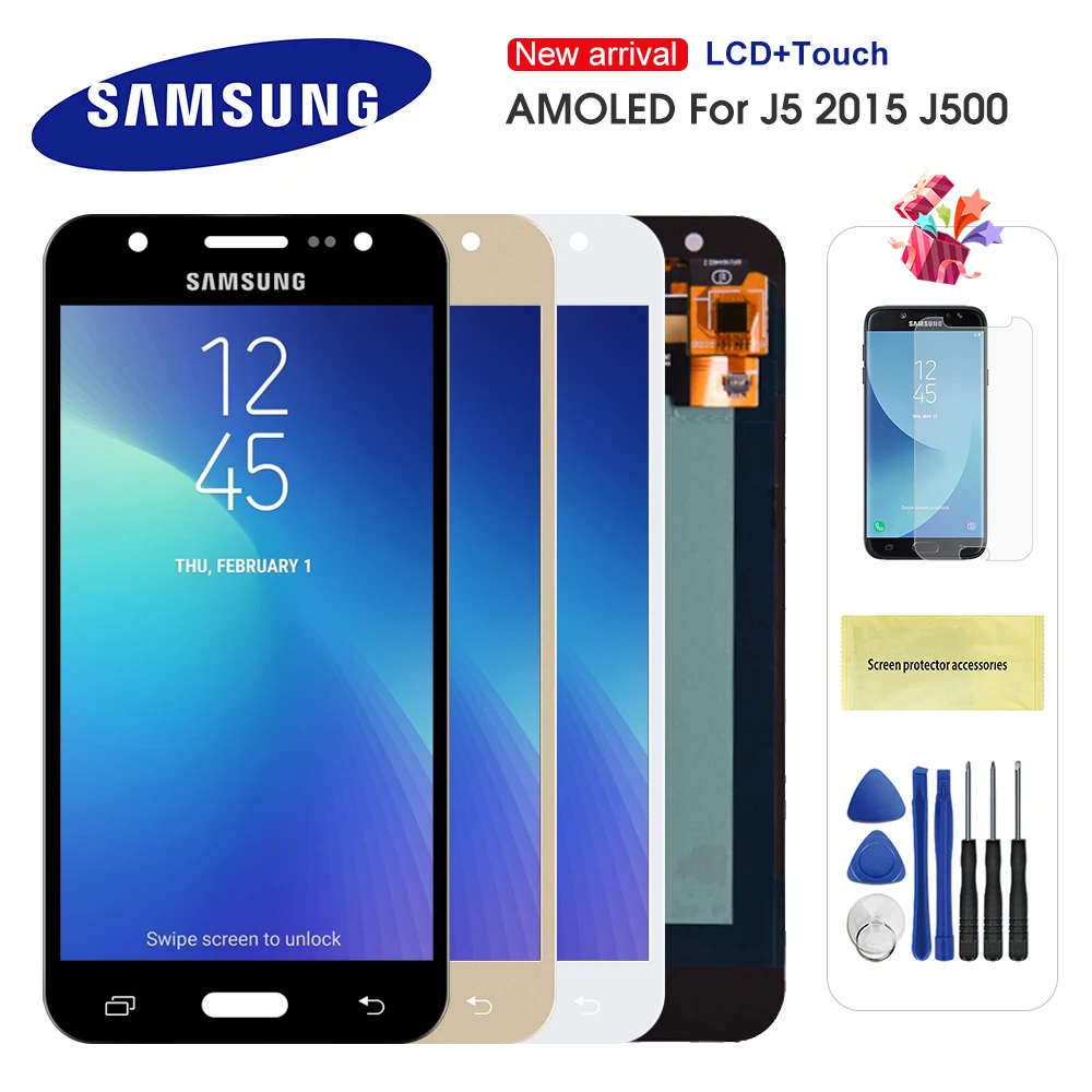 Оригинальный Super AMOLED ЖК дисплей для Samsung Galaxy J5 2015 J500 с дигитайзером сенсорного