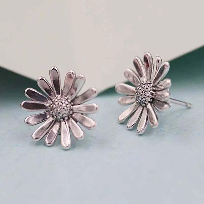 

Original S925 Sterling Silver Pan Earring Ear Nail Daisy Earrings For Women Wedding Gift Fashion Jewelry