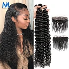 Волшебная волна 30 40 дюймов глубокие кудрявые пучки с 13x4 кружевной фронтальной бразильской удлинитель волос глубокая волна 3 4 пряди с кружевной фронтальной