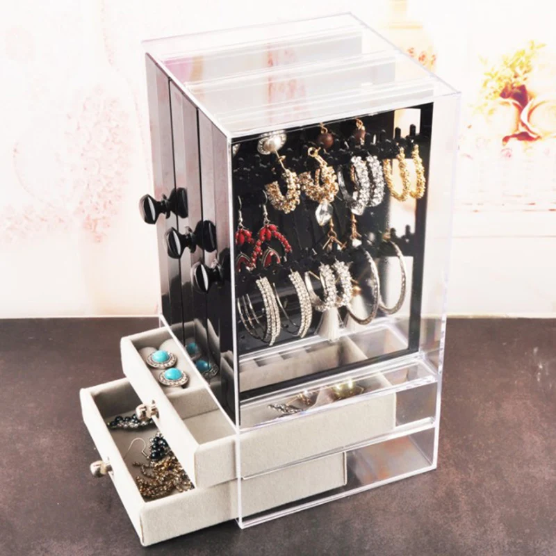 Шкатулка для ювелирных изделий пластиковый органайзер хранения серег ожерелий