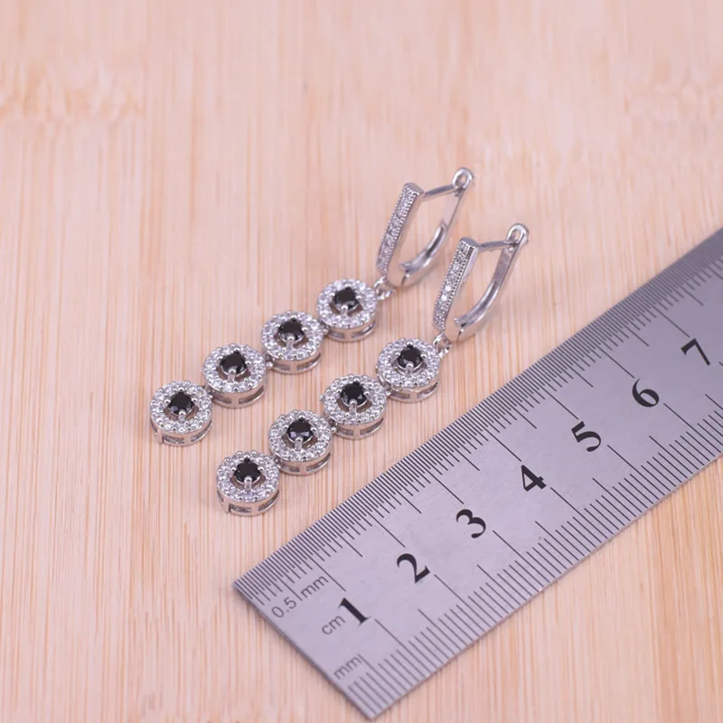 Женские серьги-подвески Risenj серебристые с кубическим цирконием браслет и