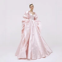 new arrival beautiful elegant prom dresses puff sleeves long satin pleated a line women evening party gowns plus size custom