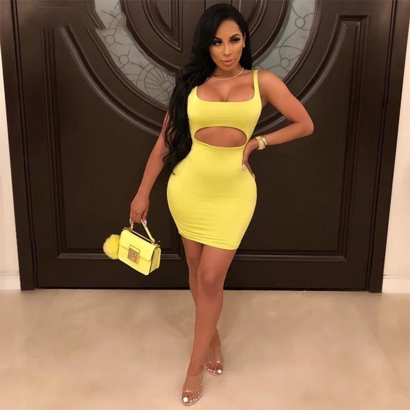 EvaQueen 2018 летнее сексуальное платье женское облегающее без рукавов открытое мини