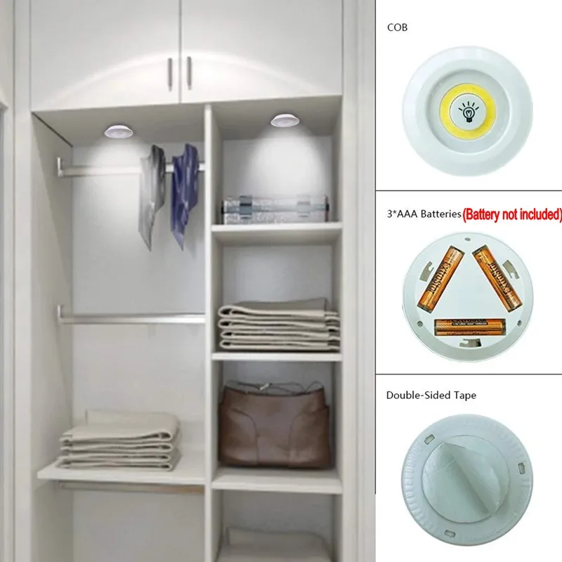 

New 5W Super Bright Cob Under Cabinet Light LED Wireless Remote Control Dimmable Wardrobe Night Lamp Home Bedroom Closet Kitchen