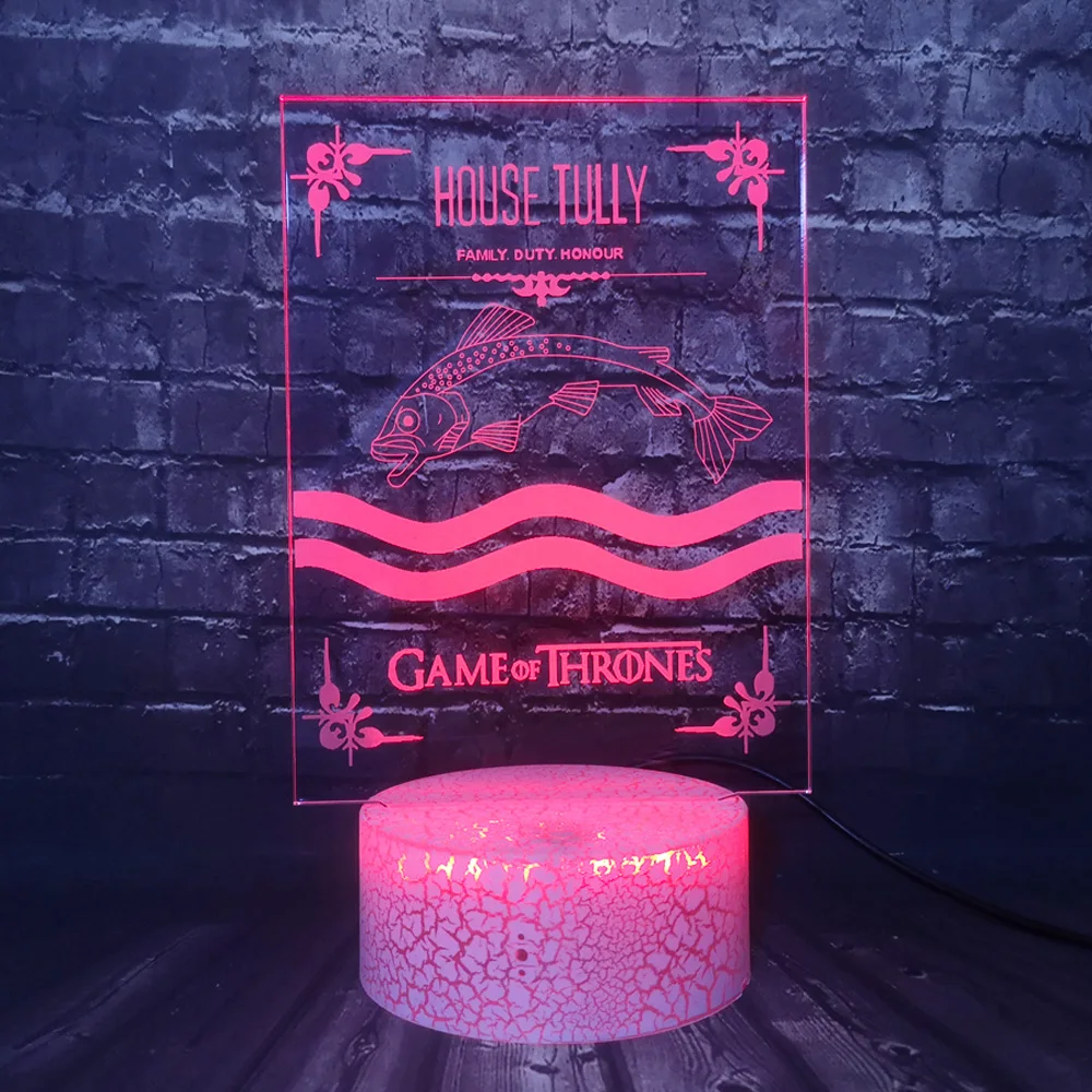 Игра престолов Дом Талли песня Льда и Огня 3D светодиодный светильник 7 цветов