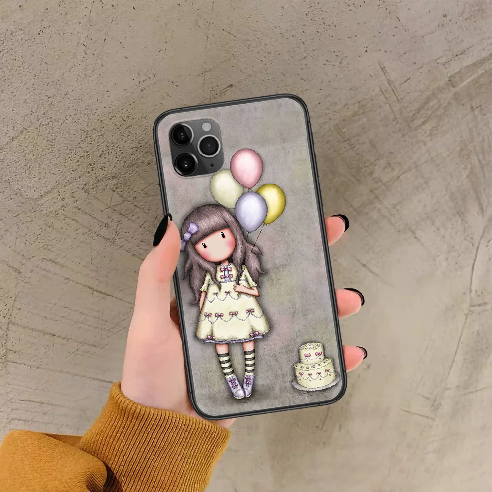 

Cartoon Lovely Santoro Gorjuss Phone Case For Iphone 4 4s 5 5S SE 5C 6 6S 7 8 Plus X XS XR 11 12 Mini Pro Max 2020 black