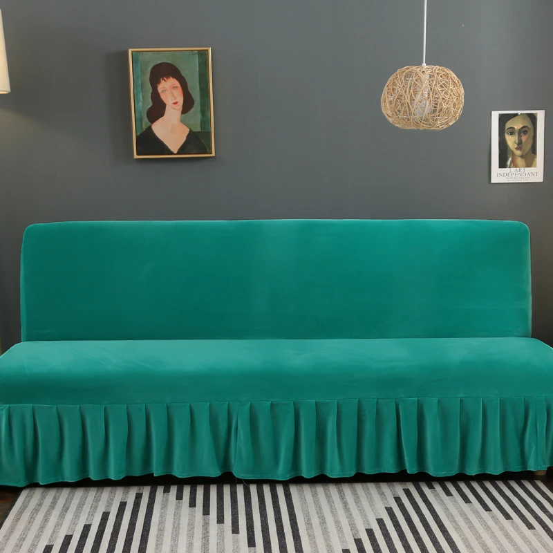 

1pcs Sofa Bed Cover Without Armrest Stretch Elastic Full Cover Sofa Covers Green Colors Anti-dirty Living Room Sofa Bed Cover