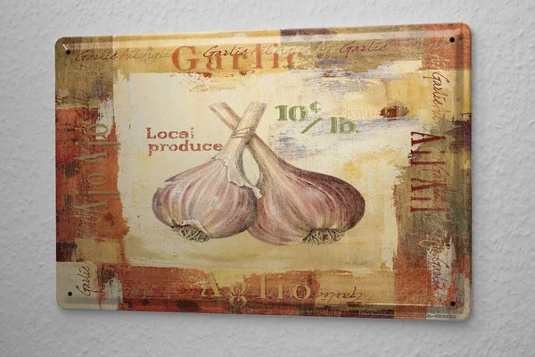

Tin Sign Plants Decoration garlic 8X12