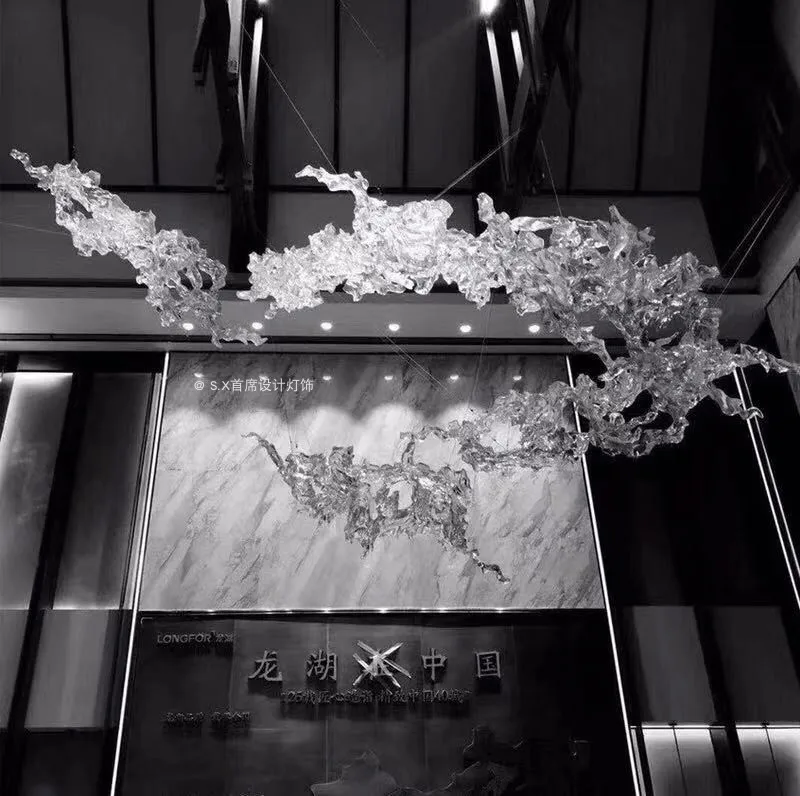 

Water-shaped entrance hall hotel porch studio art pendant drop hall chandelier