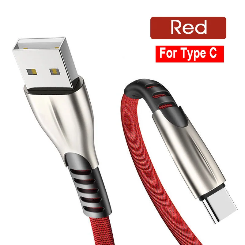 Красный 3а кабель для быстрой зарядки для usb type C кабель для мобильного телефона тканая нейлоновая передача данных для устройств usb type-C для huawei Android - Цвет: Красный