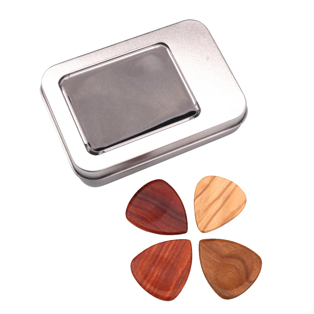 

Red Sandalwood Guitar Picks Plectrum Medium w/ Case Vintage Style