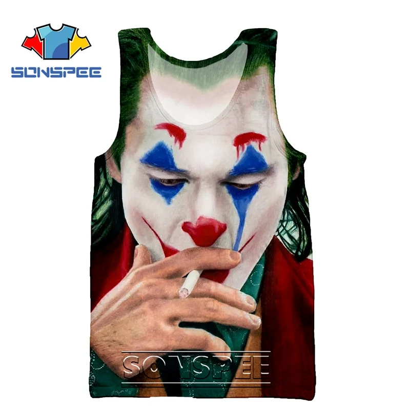 SONSPEE 3D печати фильм клоун Джокер майка для мужчин и женщин без Рукавов Летняя