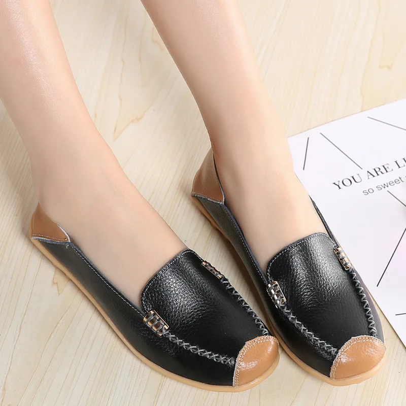 

Women Shoes Genuine Leather Flat Loafer Ladies Slip Up Ladies Shoes Female Shallow Casual Women's Shoes Plus Size NVX247