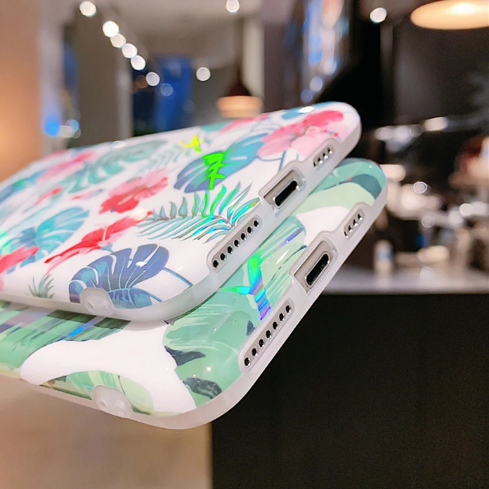 Мягкий лазерный цветочный чехол для телефона Apple iPhone 11 Pro Max XS XR X 7 8 6 6S Plus задняя