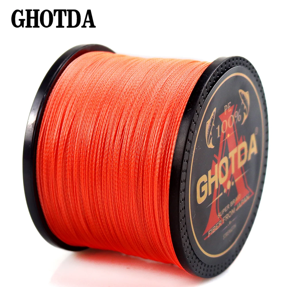 Плетеная леска GHOTDA 4 нити оранжевые 300 м 500 1000 шнур linha multifilamento плетения для