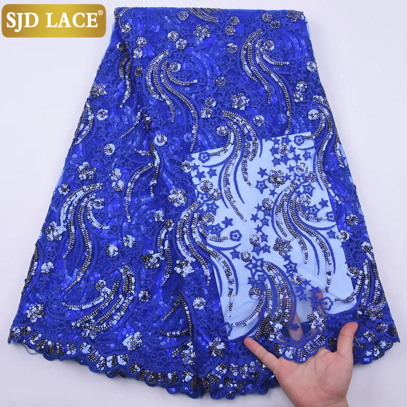 

SJD LACE Frican Lace Fabric 2021 High Quality Lace Sequins French Nigerian Net Lace Tulle Mesh Fabrics For Wedding Sewing 2168B