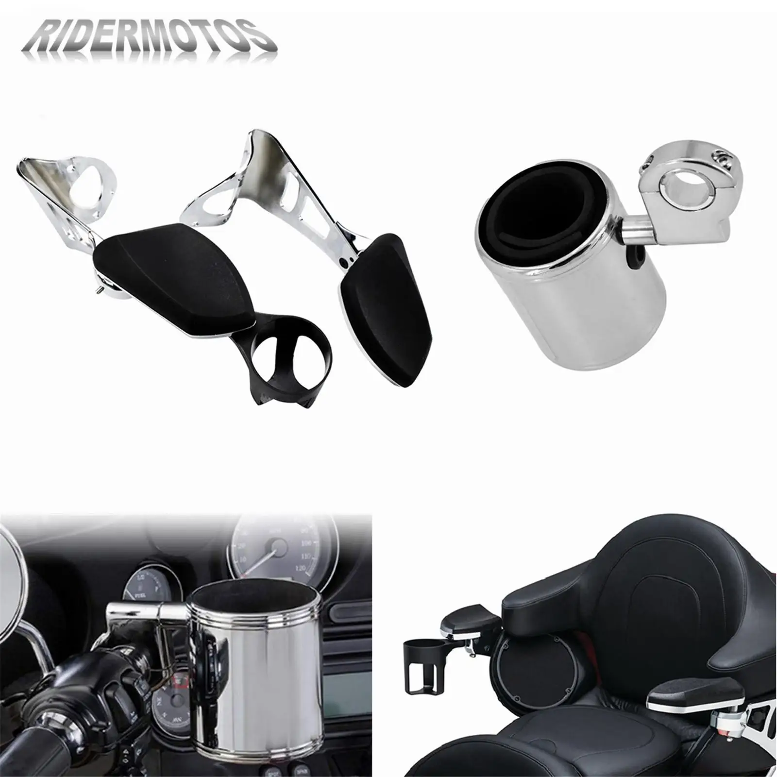 Fiyat Motosiklet Yolcu Kol Dayama Kol Dayanağı W/ayarlanabilir Bardak Tutucu Için Harley Touring Sokak Electra Glide Ultra & Tri Glide 2014-Up