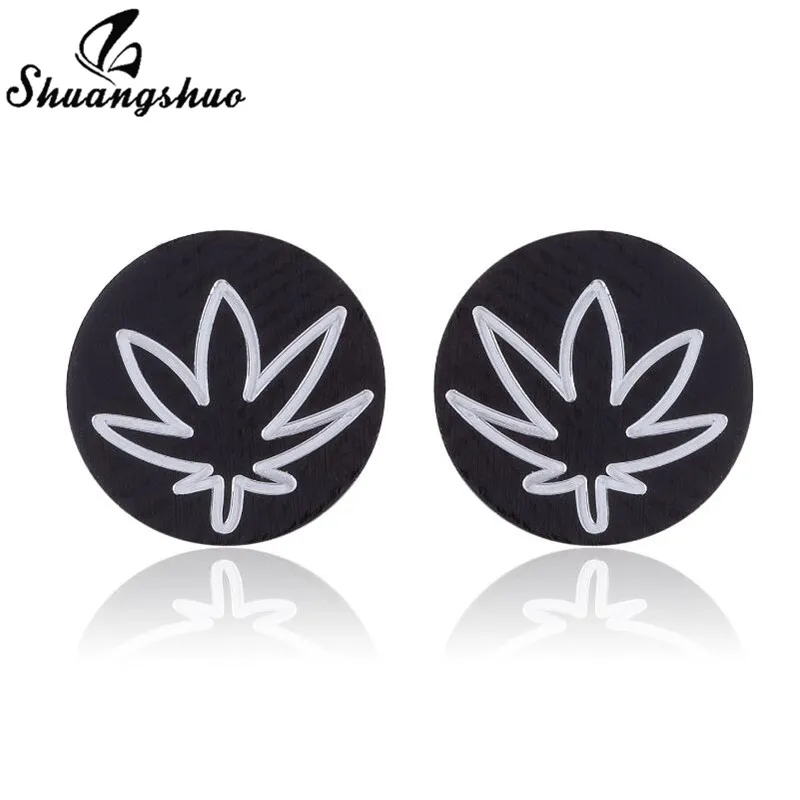 Черные серьги Shuangshuo из нержавеющей стали маленькие круглые гвоздики для женщин и