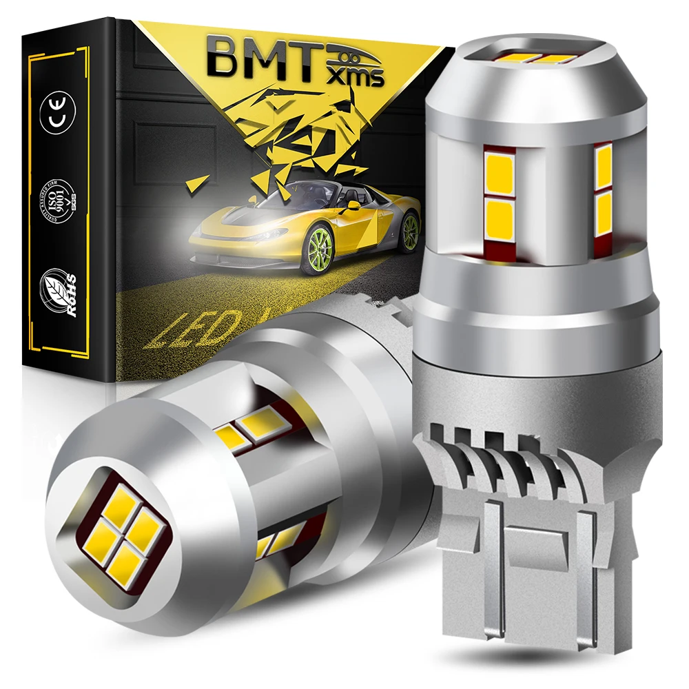 

BMTxms 2x 7443 T20 W21/5W LED DRL Daytime Driving Light Canbus For Lada Kalina Granta Vesta DRL LED Bulbs Super Bright No Error
