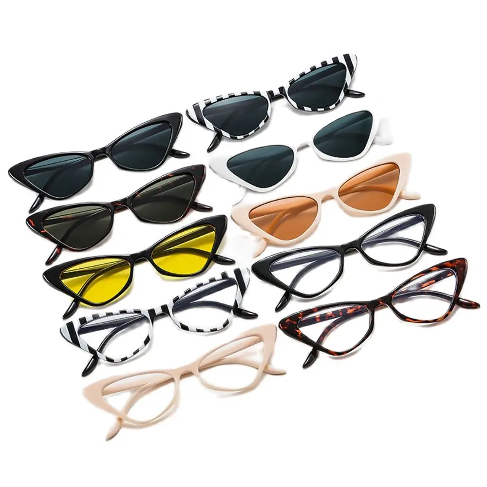 

Women's Sunglasses Vintage Trending Small Frame Cat Eye Glasses Luxury Designer Black And White Stripes Anti-blue Light Eyewear