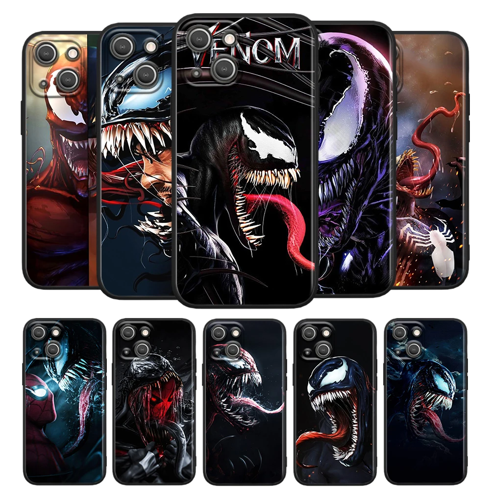 

Venom Marvel Hero for Apple iPhone 13 12 Pro Max Mini 11 Pro XS Max X XR 6 7 8 Plus 5S SE2020 Soft Black Phone Case