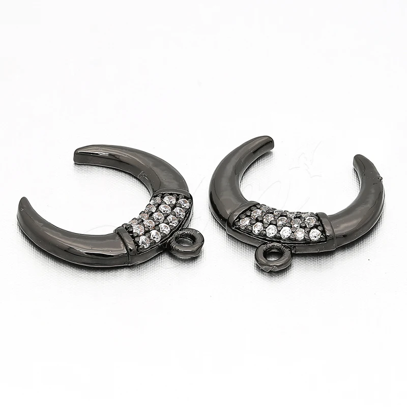 Соединитель в форме Луны из фианита 14 мм * 15 мм|Ювелирная фурнитура и компоненты| |