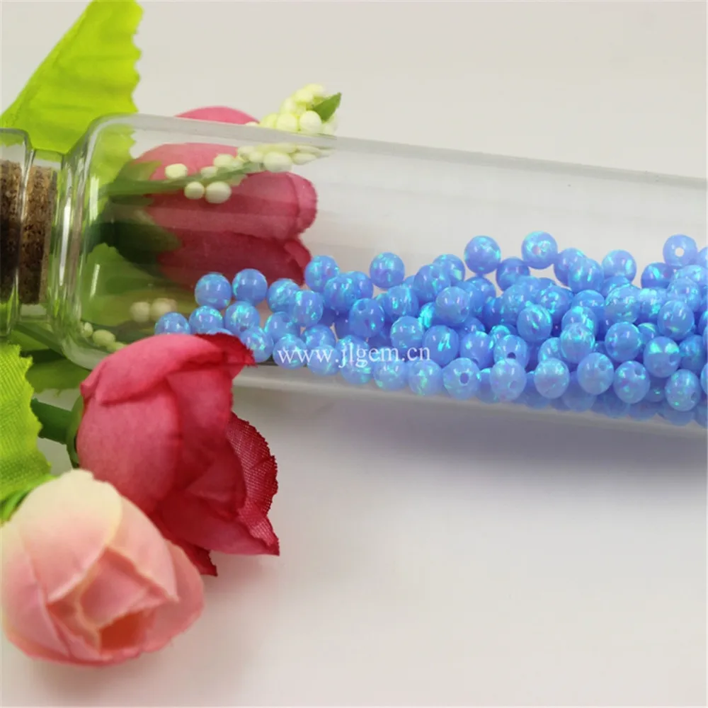 (50 шт./лот) 4 мм круглые опаловые шарики синтетические op06 светло голубые