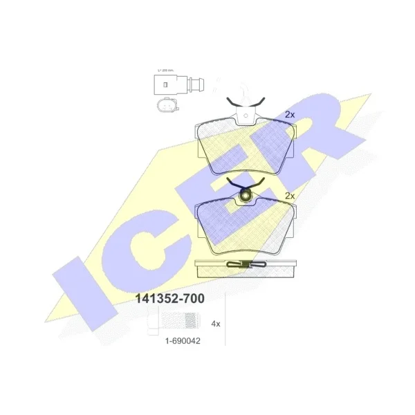 Колодки дисковые задние VW T4 2.5/2.4D 99 03 ICER 141352 700|Тормозной цилиндр| |