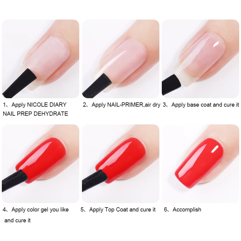 

NICOLE DIAYR 15ml Nail NAIL Prep Dehydrator and Nail-Primering Set Long Lasting Air Dry Sterlization Liquid for Gel Polish Tool