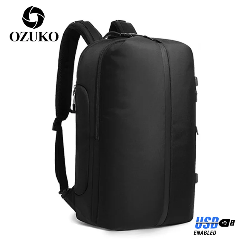 

OZUKO USB Charging Men Backpack Outdoor Travel Handbag Computer Bags Business Bag Pack Waterproof Schoolbag Business Male Pocket