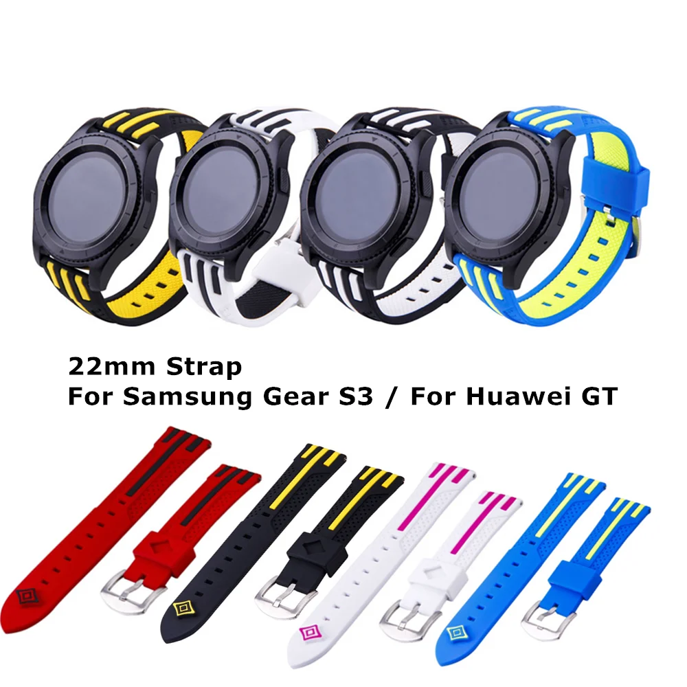 

Ремешок Duoteng силиконовый для Huawei GT 22 мм, цветной спортивный мягкий браслет для Samsung Gear S3, Galaxy Watch 46 мм
