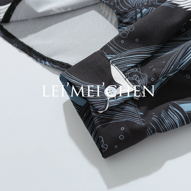 

LEIMEICHEN Casual Printed Long Sleeve Shirt Men High Streetwear 2020 Fall Women Shirt Retro Shirts Harujuku Mens Shirt RF504
