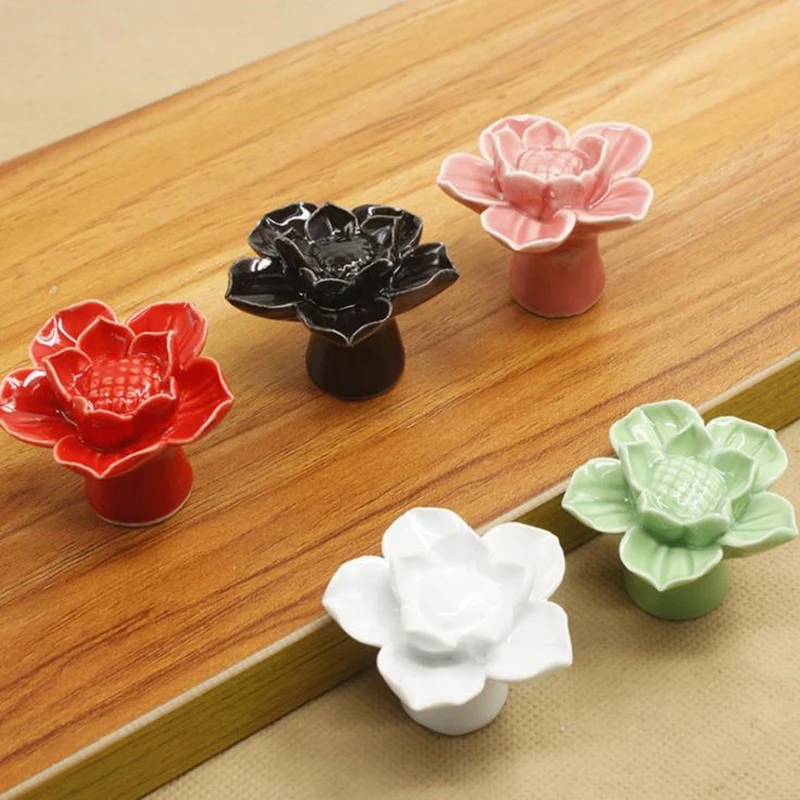 Высококачественные цветные керамические ручки LCH в форме цветка лотоса для