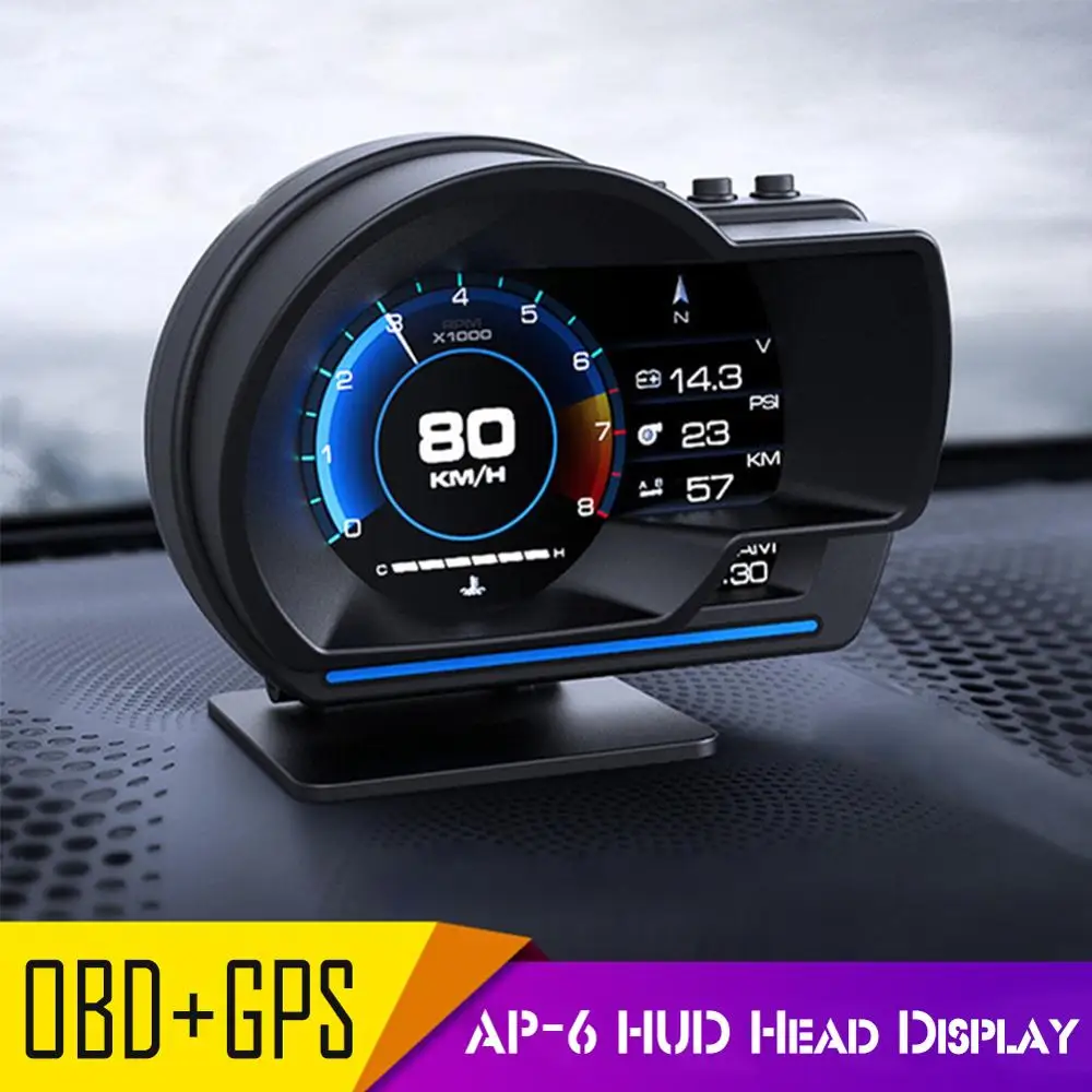 

Универсальный автомобильный проекционный дисплей HUD OBD + GPS, спидометр, сигнализация, превышение скорости, окружасветильник Предупреждение
