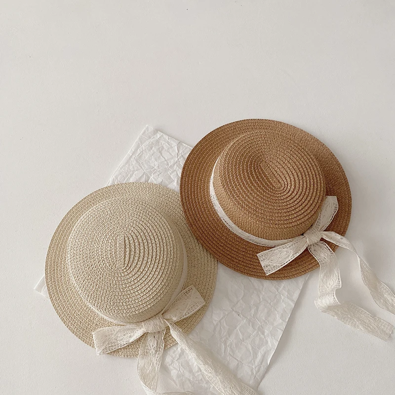 

Fashion Spring and Summer New Girls Streamers Children's Straw Hat Sun Hat Sun Hat Top Hat Ceremony Hat Princess Hat
