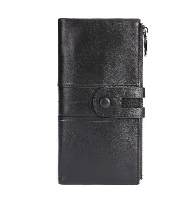 

Men's Long Wallet Retro Genuine Leather Women Purse RFID Blocking Credit Card Holder Fashion Money Clip Mobile Phone Pouch