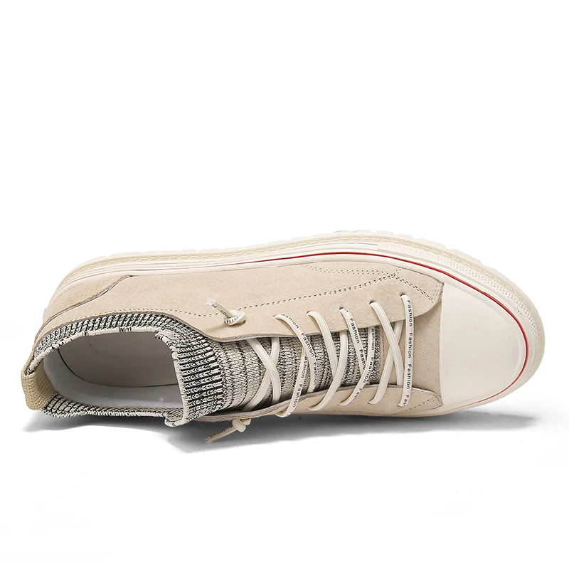 Murah Sneakers Pria Kasual Keluaran Baru Kaus Kaki Anak Laki-laki Krem Sepatu Kasual Sneakers Pria Kulit Kualitas Baik Sepatu Jalan Pria Fashion