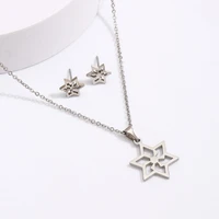 women jewelry set necklace earrings stainless steel hollow star shape pendant necklace surprise birthday gift for girlfriend