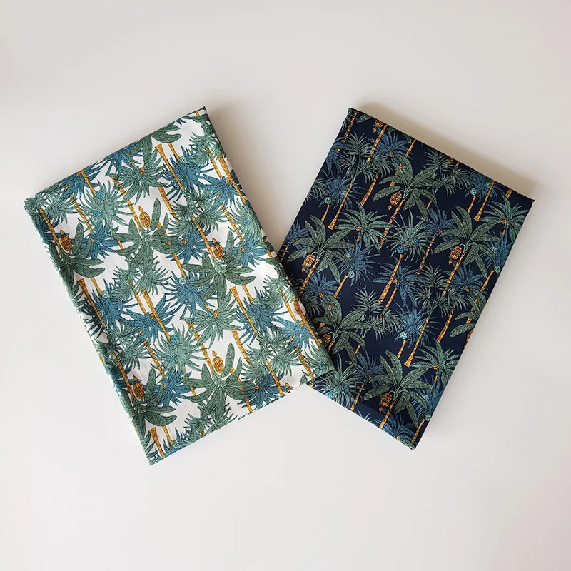 Japanese style two-color optional banana tree printed cotton fabric for handmade clothing and DIY | Дом и сад