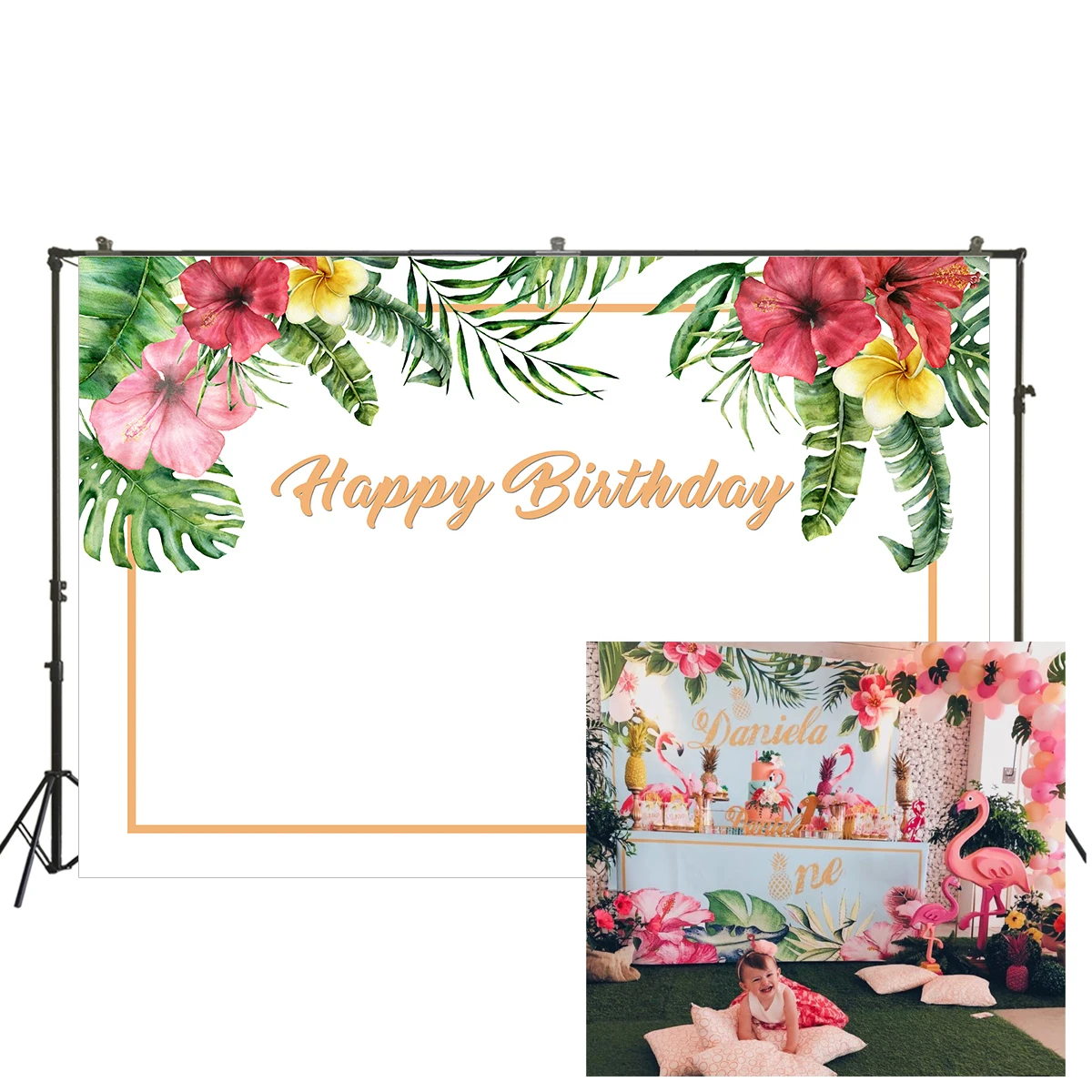 Цветочный фон для вечеринки взрослых девушек принцесс Фламинго фотофоны