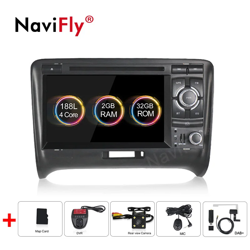 dvd camera DVR DAB Новинка! 2din Android 9,1 2+ 32G Автомобильный dvd радио мультимедиа плеер gps навигации для Audi TT MK2 8J 2006 2007 2008 2009 2010 2011 2012 - Цвет: dvd camera DVR DAB