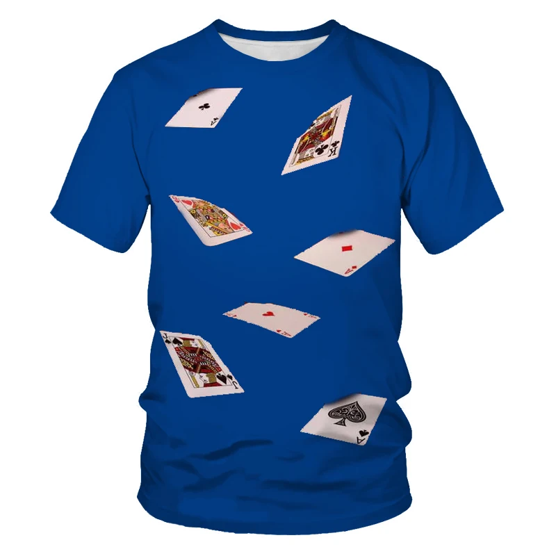 

Summer leisure King loose large size T-shirt male 3DT shirt comfortable, breathable and non-fading poker K theme