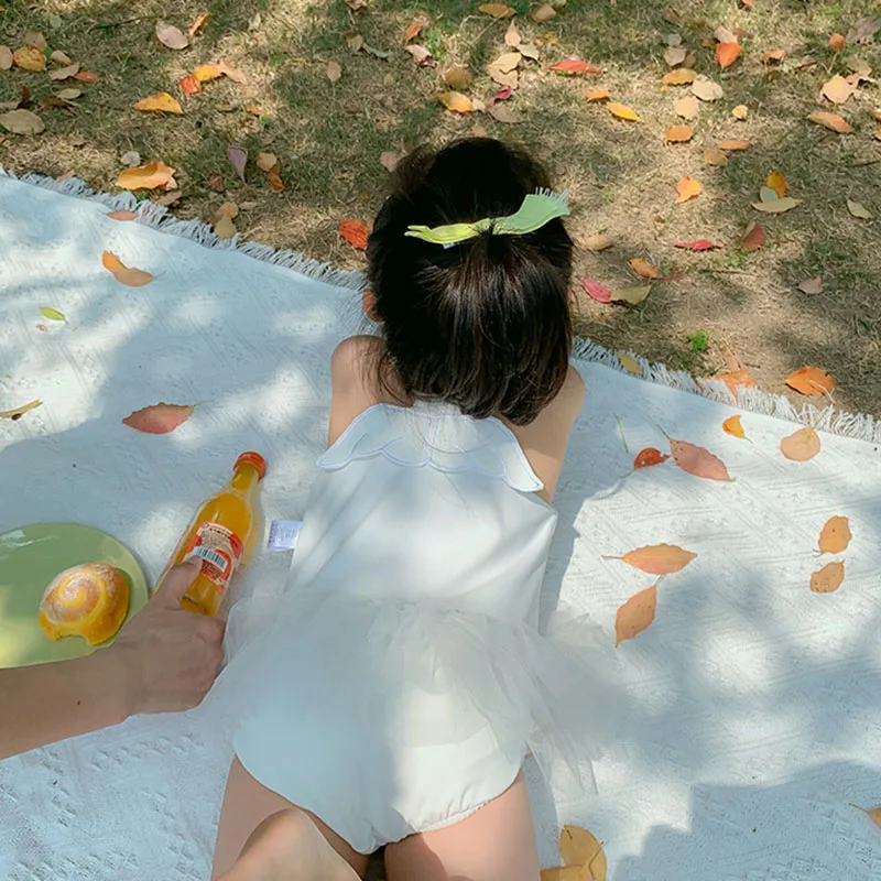 

MILANCEL 2021 Summer Kids Swimwear Solid Sleeveless Girls Swinsuit Korean Simple Clothes with Hat