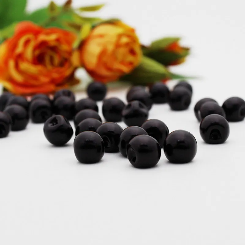 150 шт. модные черные боковые жемчуг с отверстиями Кнопки 8 мм круглые