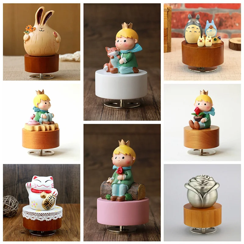 9 см круглые музыкальные коробки из бука с вращением по часовой стрелке