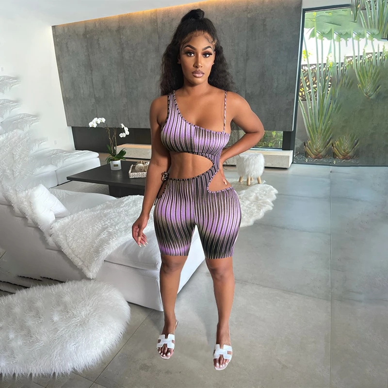 

Summer Clothing Jumpsuit Women Hollow printed lace Asymmetry Rompers Sexy One Piece Club Outfits Streetwear Wholesale Items