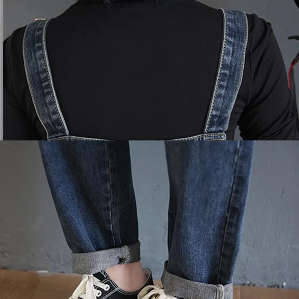 Korean Style Women Baggy Jeans Suspender Pants Fashion Pockets Loose Denim Trousers Jumpsuit Bib Pants Pocket Overalls M-2XL